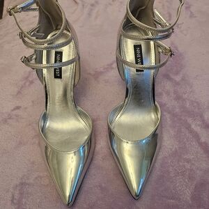 Nine West Metallic Silver Pointed Heels